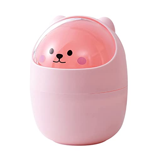 AISAL Mini Mülleimer mit Deckel, Kleiner Abfalleimer für Tisch und Bad, Kosmetikeimer für Home Office, Küche, Schlafzimmer, Auto, Rosa von AISAL