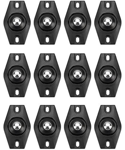 Möbelrollen klein, 12 Stück Kugelrollen Möbelrollen Selbstklebende Möbelrollen flach Kugelrollen Niedliche Kugelrollen Möbel 360 Grad Mini-Universalrad Für Klein Möbel (Schwarz) von AISAL