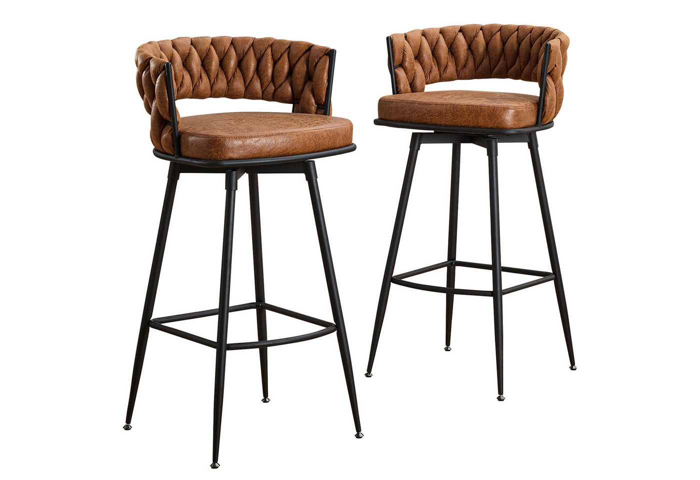 AISALL Barhocker PU-gewebter Drehhocker mit Rückenlehne, Küchenhocker, Barstuhl (1 St), mit Fußstütze, Sitzhöhe 79 cm von AISALL