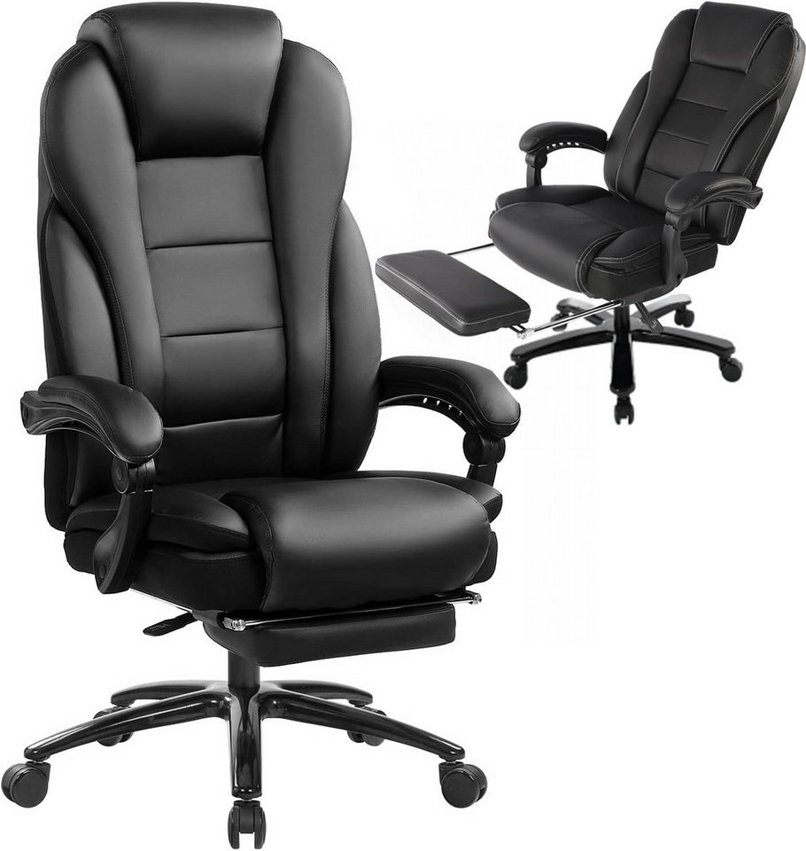 AISALL Bürostuhl ergonomischer Chefsessel mit dickem Polster und Fußstütze (1 St), Verstellbaren Funktionen für Komfortables Langes Sitzen von AISALL