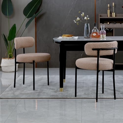 AISALL Esszimmerstühle 2er Set mit Rückenlehnen,Küchenstühle Gestell aus Schwarze Metall, Polsterstuhl Modern Retro Design Stühle, Stühle für Küche, Esszimmer, Hellbraun AISALL Esszimmerstühle 2er Set mit Rückenlehnen,Küchenstühle Gestell aus Schwarze Metall, Polsterstuhl Modern Retro Design Stühle, Stühle für Küche, Esszimmer, Hellbraun von AISALL
