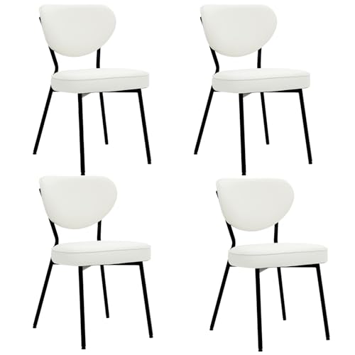AISALL Esszimmerstühle 4er Set，Modern Küchenstuhl aus Kunstleder，Metallfüße，Polsterstühle mit Rückenlehne für Esszimmer，Küche，Wohnzimmer，Büro，Weiß von AISALL
