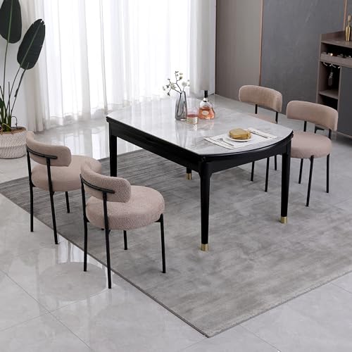 AISALL Esszimmerstühle 4er Set mit Rückenlehnen,Küchenstühle Gestell aus Schwarze Metall, Polsterstuhl Modern Retro Design Stühle, Stühle für Küche, Esszimmer, Hellbraun AISALL Esszimmerstühle 4er Set mit Rückenlehnen,Küchenstühle Gestell aus Schwarze Metall, Polsterstuhl Modern Retro Design Stühle, Stühle für Küche, Esszimmer, Hellbraun von AISALL