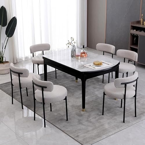 AISALL Esszimmerstühle 6er Set mit Rückenlehnen,Küchenstühle Gestell aus Schwarze Metall, Polsterstuhl Modern Retro Design Stühle, Stühle für Küche, Esszimmer, Hellgrau von AISALL