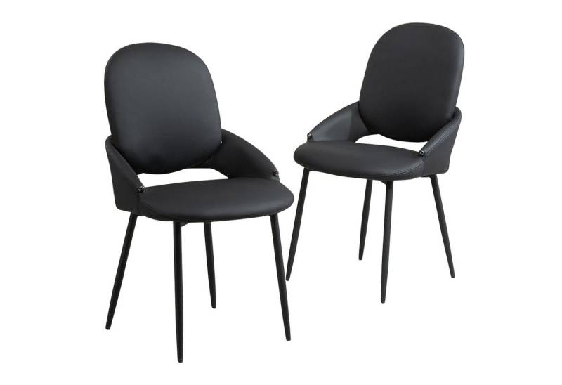 AISALL Polsterstuhl aus PU-Leder mit schwarzen Metallbeinen, Esszimmerstuhl (1 St), Wohnzimmerstuhl, Ergonomisches Design von AISALL