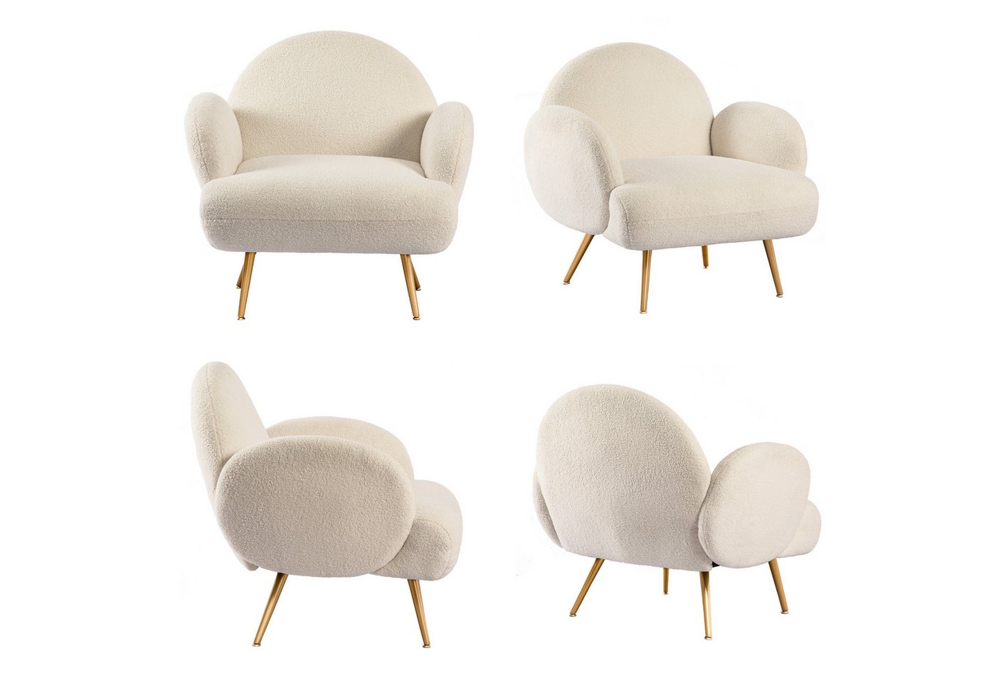 AISALL Sessel Loungesessel mit Metallbeinen, Einzelnes Lounge Sofa (1-St), Wohnzimmer- & Schlafzimmersessel, Teddystoff von AISALL