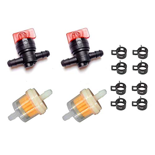 AISEN 2 Satz Benzinhahn Filter Klemmen Set Benzin Diesel für 6mm Ø Schlauch Kraftstoffhahn Scooter Moped Motorrad Quad ATV Gartengeräte von AISEN
