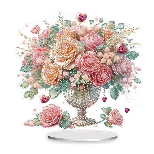 AISEN 5D DIY Diamond Painting Blumen Blumenstrauß Ornament, Diamant Malerei Tischdeko Vase, Diamant Painting Tisch Deko, Malen nach Zahlen Geschenk (L) von AISEN