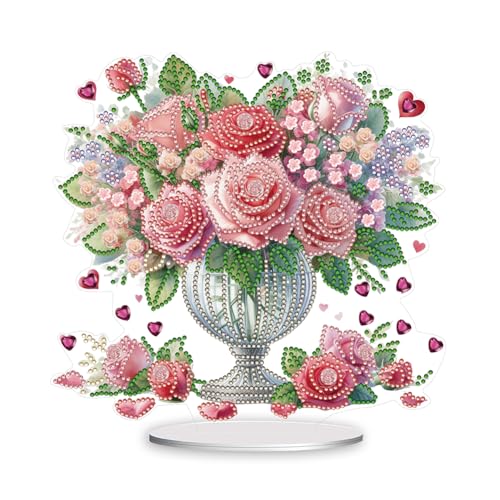 AISEN 5D DIY Diamond Painting Blumen Blumenstrauß Ornament, Diamant Malerei Tischdeko Vase, Diamant Painting Tisch Deko, Malen nach Zahlen Geschenk (O) von AISEN