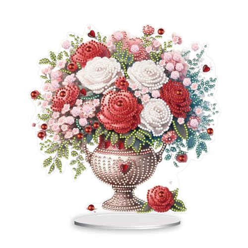 AISEN 5D DIY Diamond Painting Blumen Blumenstrauß Ornament, Diamant Malerei Tischdeko Vase, Diamant Painting Tisch Deko, Malen nach Zahlen Geschenk (Q) von AISEN