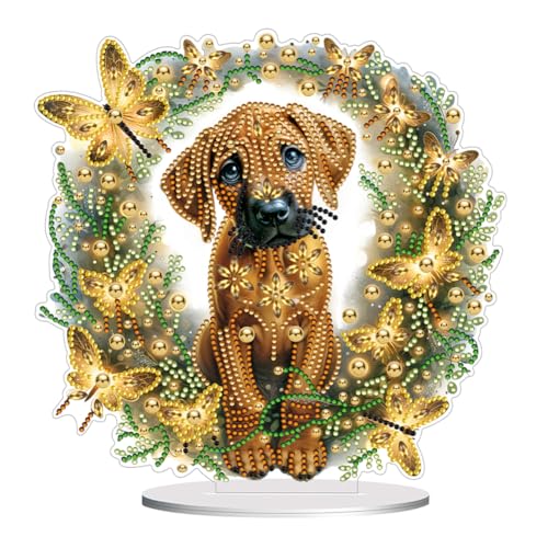 AISEN 5D DIY Diamond Painting Hunde Deko, Diamant Malerei Tischdeko Hund, Diamant Painting Tisch Deko, Malen nach Zahlen Kinder Geschenk (Rhodesian Ridgeback) von AISEN