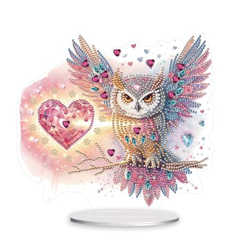 AISEN 5D DIY Diamond Painting Tiere Deko, Diamant Malerei Tischdeko Tiere, Diamant Painting Tisch Deko, Malen nach Zahlen Kinder Geschenk (Eule 12) von AISEN