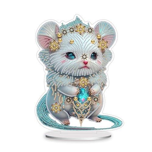 AISEN 5D DIY Diamond Painting Tischdeko 12 Tierkreis, Diamant Malerei Tischdeko Chinese Zodiac, Diamant Painting Tisch Deko Chinesische Sternzeichen, Malen nach Zahlen Kinder Geschenk (Ratte) von AISEN