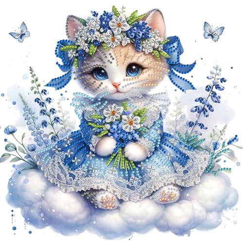 AISEN Teilbohrer DIY 5D Diamond Painting Bilder Tiere Set, Teilweise Diamond Painting Eule Katzen Schmetterling Kit, Diamant Malerei Kinder 30x30cm (11) von AISEN