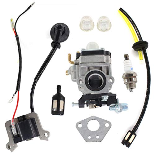 AISEN Vergaser und Zündspule für Freischneider Motorsense 52cc 49cc 43cc CG430 CG520, Vergaser satz mit Dichtung, Schlauch, Zündkerze und Kraftstofffilter von AISEN