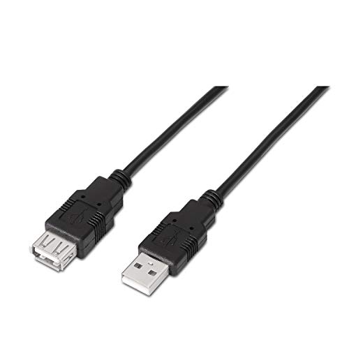AISENS A101 – 0016 – 1.8 m USB 2.0 Verlängerung Kabel (geeignet für Spiele-Konsole, Digitalkameras, Webcam, Drucker und Maus) schwarz von AISENS