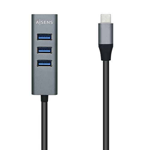 AISENS A109-0508 HUB USB 3.1 USB-C, USB-C/M-4xTyp A/H, grau, 15 cm von AISENS