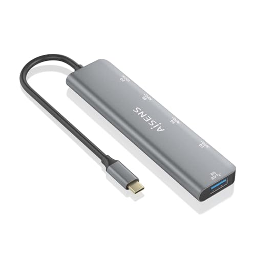 AISENS - A109-0857 USB-Hub 3.2 Gen1 5G USB-C, USB-C/M-1XUSB-C PD100W/H-1XUSB-C/H-3XUSB-A/H, Grau, 15 cm von AISENS