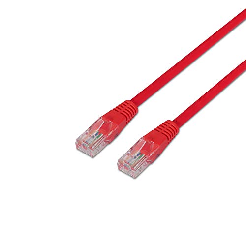AISENS A133 – 0188 – Brauseschlauch RJ45-Patchkabel (1 m, 10/100 Mbit/s, Switch/Router/Modem/Patchpanel/Patchfeld/Access Point/Champs-) rot von AISENS