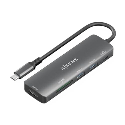 AISENS Docking USB Typ-C ASUC-5P011-GR - 1 x HDMI- 2 x USB - 1 x USB Typ-C PD- 1 x Kartenleser - Grau von AISENS
