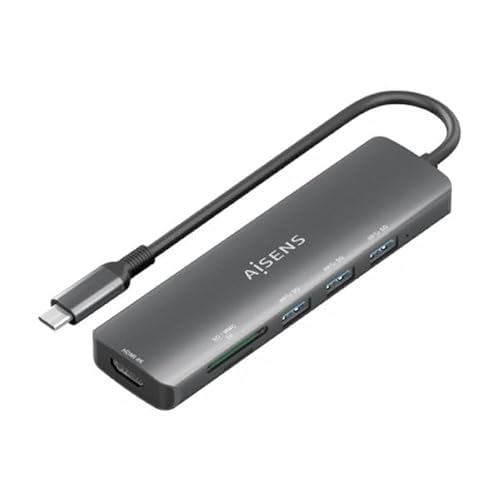 AISENS Docking USB Typ-C ASUC-6P024-GR - 1 x HDMI - 3 x USB - 1 x Kartenleser - Grau von AISENS