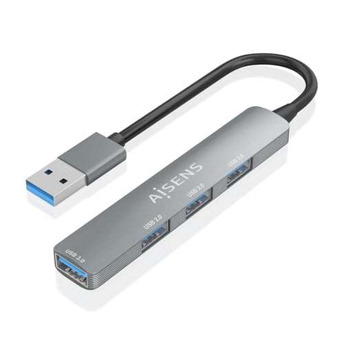 AISENS HUB USB 3.0 Aluminium 1 x USB 3.0 A/H 3 x USB 2.0 A/H grau 10 cm von AISENS