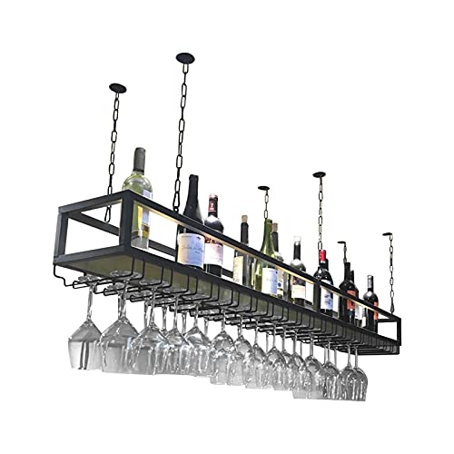 AISHANGTAO Deckenregal zum Aufhängen, dekoratives Lagerregal, rustikales schwebendes Regal – Decken-Weinregal, für Wohnzimmer/Küche/Bar, mit 1 m Eisenkette von AISHANGTAO