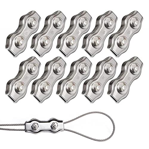 10 Stück Duplex Klemme M5 Seilklemme Drahtseil Clamp 304 Edelstahl Drahtseilklemmen Duplex Clips für 5mm Stahlseil Seil Takelage von AISHOW