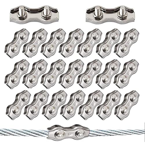 20 Stück Duplex Klemme M3 Seilklemme Drahtseil Clamp 304 Edelstahl Drahtseilklemmen Duplex Clips für 3mm Stahlseil Seil Takelage von AISHOW