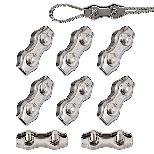 6 Stück Duplex Klemme M6 Seilklemme Drahtseil Clamp 304 Edelstahl Drahtseilklemmen Duplex Clips für 6mm Stahlseil Seil Takelage von AISHOW