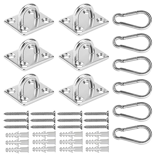 AISHOW 12 Stück M5 Augplatte Edelstahl 304 Ösenplatte und Karabiner Edelstahl Decksplatte Augplatte mit Ösen Halterung mit Schrauben für Aufhängen von Gegenständen Befestigungshaken von AISHOW