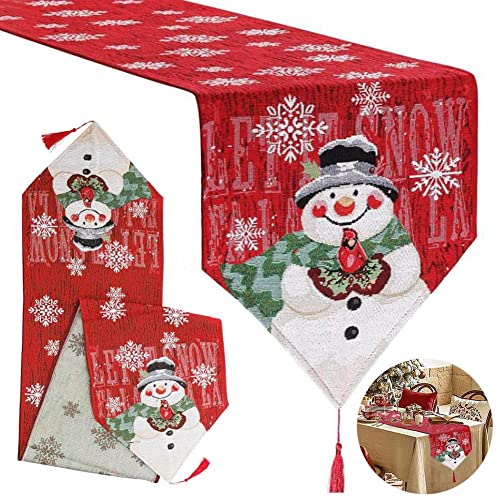 Tischläufer Weihnachten 183 x 33 cm Tischdecke Weihnachten Rechteckige Weihnachtstischdecke Rot Weihnachtsmustersticken Tischdecke Weihnachtstischdekoration von AISHOW