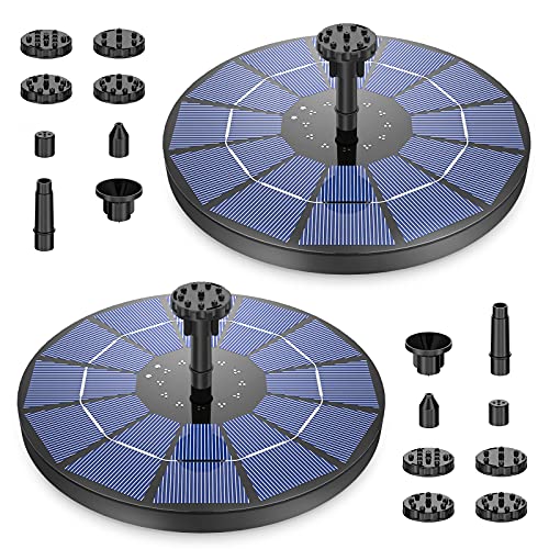 AISITIN 2PCS 3.5W Solar Springbrunnen Teichpumpe mit Panel Eingebaute Batterie Wasserpumpe Schwimmender Fontäne Pumpe mit 6 Fontänenstile für Garten, Vogel-Bad,Teich,Fisch-Behälter von AISITIN