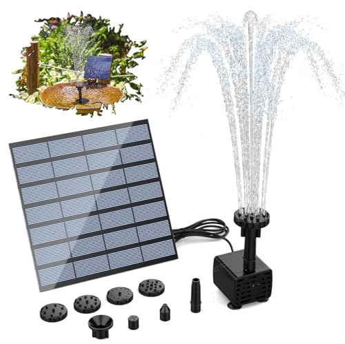 AISITIN Solar Springbrunnen für Außen 1.5W DIY Solarbrunnen für Draussen 2025 Upgrade Solarpumpe mit 3m Kabel,Solar Brunnen mit 6 Fontänenstile Solar Teichpumpe für Garten,Vogelbad,Teich von AISITIN