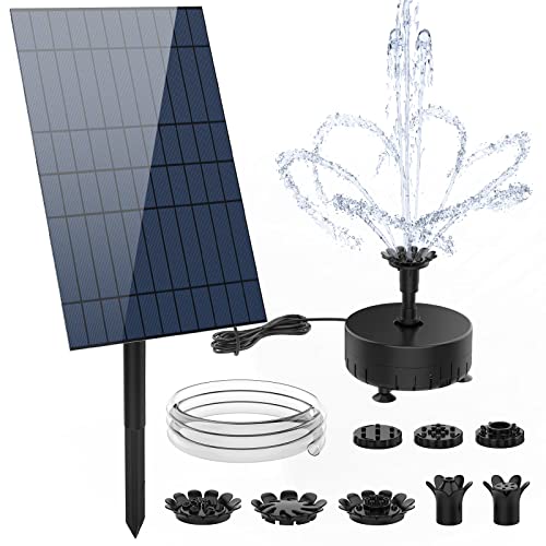 AISITIN 10W DIY Solar Springbrunnen, Upgrade Solar Teichpumpe mit 2M Wasserleitung und Feste Pfähle Solarbrunnen mit 21 Fontänenstile Solar Wasserpumpe für Garten,Teich,Vogelbad,DIY-Wasserspiel von AISITIN