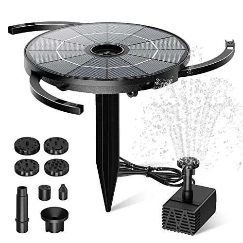 AISITIN 2 IN 1 DIY Solar Springbrunnen für Außen mit 2.8W Abnehmbares Solarpanel Solarbrunnen für Draussen mit Feste Halterung, Teichpumpe mit 6 Effekten für Garten,Teich,Vogelbad,DIY Wasserspiel von AISITIN