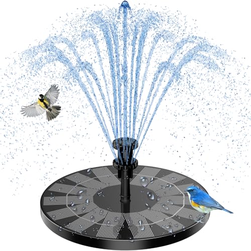AISITIN 3.5W Solarbrunnen für Draussen (φ180mm) Solar Springbrunnen für Außen mit 4 Stützstangen Solar Teichpumpe mit 6 Düsen Solar Schwimmender Fontäne Pumpe für Garten/Teich/VogelBad/Wasserspiel von AISITIN