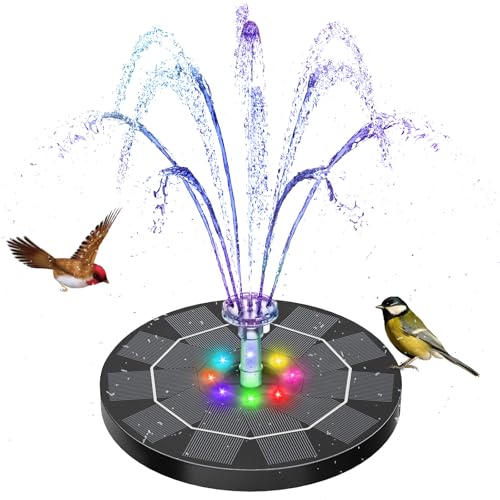AISITIN 3W LED Solar Springbrunnen für Außen mit Akku,Solar Schwimmender Fontäne Pumpe mit Verschiedene Sprüh Effekten,mit Kristallkugel,Solarbrunnen für Draussen für Garten,Teich von AISITIN