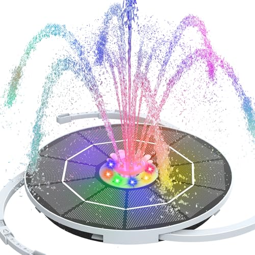 AISITIN 5,5W LED Solar Springbrunnen für Außen mit 3000mAh Akku,Solar Schwimmender Fontäne Pumpe mit Verschiedene Sprüh Effekten,mit Rotierende Kristallkugel,Solarbrunnen für Draussen für Garten,Teich von AISITIN