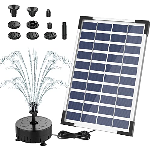 AISITIN 5.5W DIY Solar Springbrunnen, Neuestes Upgrade Solar Teichpumpe Solarbrunnen mit 10 Fontänenstile Solar Wasserpumpe für Garten,Teich,Vogelbad,DIY-Wasserspiel von AISITIN
