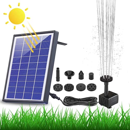 AISITIN 6.5W Solar Springbrunnen Eingebaute1500 mAh Batterie Upgraded Teichpumpe Wasserpumpe, Schwimmender Fontäne Pumpe mit 6 Fontänenstile für Garten, Vogel-Bad,Teich,Fisch-Behälter von AISITIN