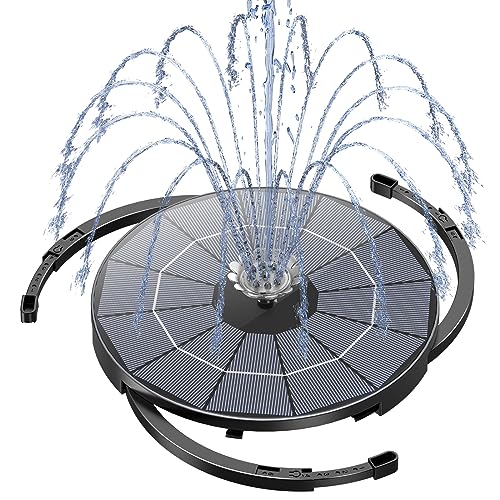 AISITIN Solar-Springbrunnenpumpe für Vogelbad, 3,5 W DIY Solar-Wasserpumpen-Set mit 3 m langem Kabel und 13 Düsenstilen, solarbetriebener Teichbrunnen mit Halterungen für Garten, Teich, Aquarium und von AISITIN