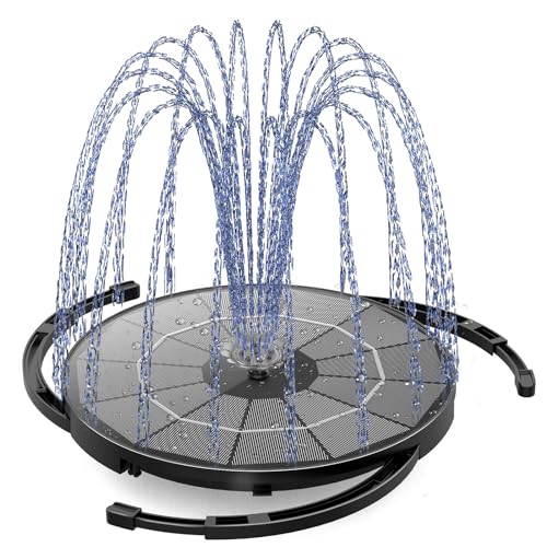 AISITIN DIY Solar Springbrunnen 2 in 1 mit 3.5W Abnehmbares Solarpanel, Teichpumpe mit Fester Halterung, Runden Solarbrunnen mit 8 Fontänenstile für Gartenteich,Vogelbad,DIY Wasserspiel von AISITIN