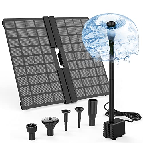 AISITIN DIY Solarbrunnen für Draussen, 10W Falten Solar Teichpumpe mit verstellbarem Ständer Solar Springbrunnen für Außen mit 4 Fontänenstile Solar Wasserpumpe für Garten, Teich, DIY-Wasserspiel von AISITIN