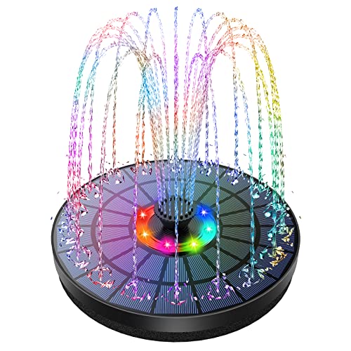 AISITIN LED Solar Springbrunnen 5.5W Buntes Solarbrunnen für außen 2024 Upgrade,Solar Teichpumpe mit 7 Effekte Solar Wasserpumpe Solar Schwimmender Fontäne für Garten Fischteich Wasserspiel Vogel-Bad von AISITIN