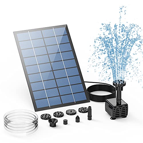 AISITIN Solar Springbrunnen 2.5W DIY Solar Teichpumpe 2025 Upgrade mit 1.2 m Wasserleitung Solarbrunnen mit 6 Fontänenstile Solar schwimmender Fontäne Pumpe für Gartenteich, Vogel-Bad, Fisch-Behälter von AISITIN