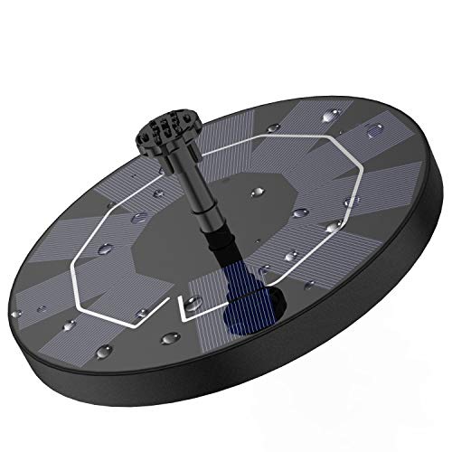 AISITIN Solarbrunnen für Draussen 2,5W, Solar Springbrunnen für Außen Eingebaute 1200 mAh Akku Teichpumpe Solar mit 10 Effekte Schwimmender Fontäne Pumpe mit 4 Stützstangen für Garten/Vogelbad/Teich von AISITIN