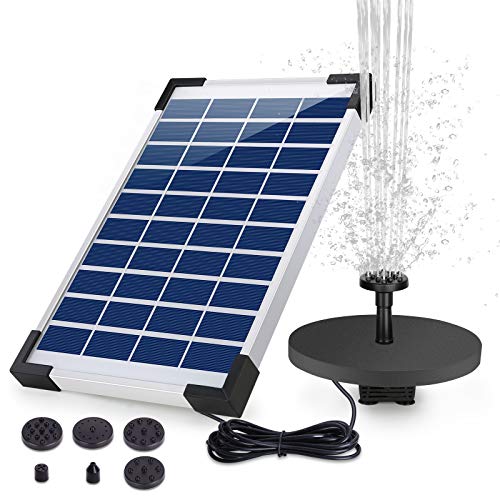 AISITIN Solar Springbrunnen 5.5W Eingebaute 1500mAh Batterie Solar Teichpumpe Wasserpumpe Solar Schwimmender Fontäne Pumpe mit 6 Fontänenstile für Vogelbad/kleinen Teich/Garten/Wasserzirkulation von AISITIN