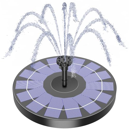 AISITIN Solar Springbrunnen für Außen, 2.5W Solarbrunnen für Draussen mit 4 Stützstangen Solar Teichpumpe Outdoor Wasserpumpe Solar Schwimmender Fontäne Pumpe mit 6 Effekte für Garten,VogelBad,Teich von AISITIN