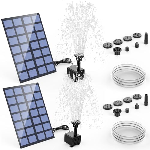 AISITIN Solar Springbrunnen für Außen 2,5W, Solarbrunnen für Draussen Upgrade Solarbrunnen mit 1,2M Wasserleitung Solar Teichpumpe mit 6 Sprüh Effekten Solarpumpe für Garten,Vogelbad,Wasserspiel(2PCS) von AISITIN